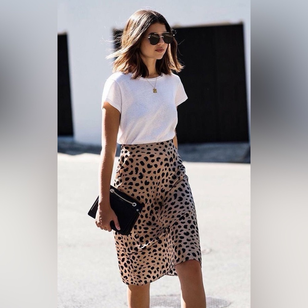 Realisation Par Naomi Wild Things Leopard Print Midi Skirt SZ Medium